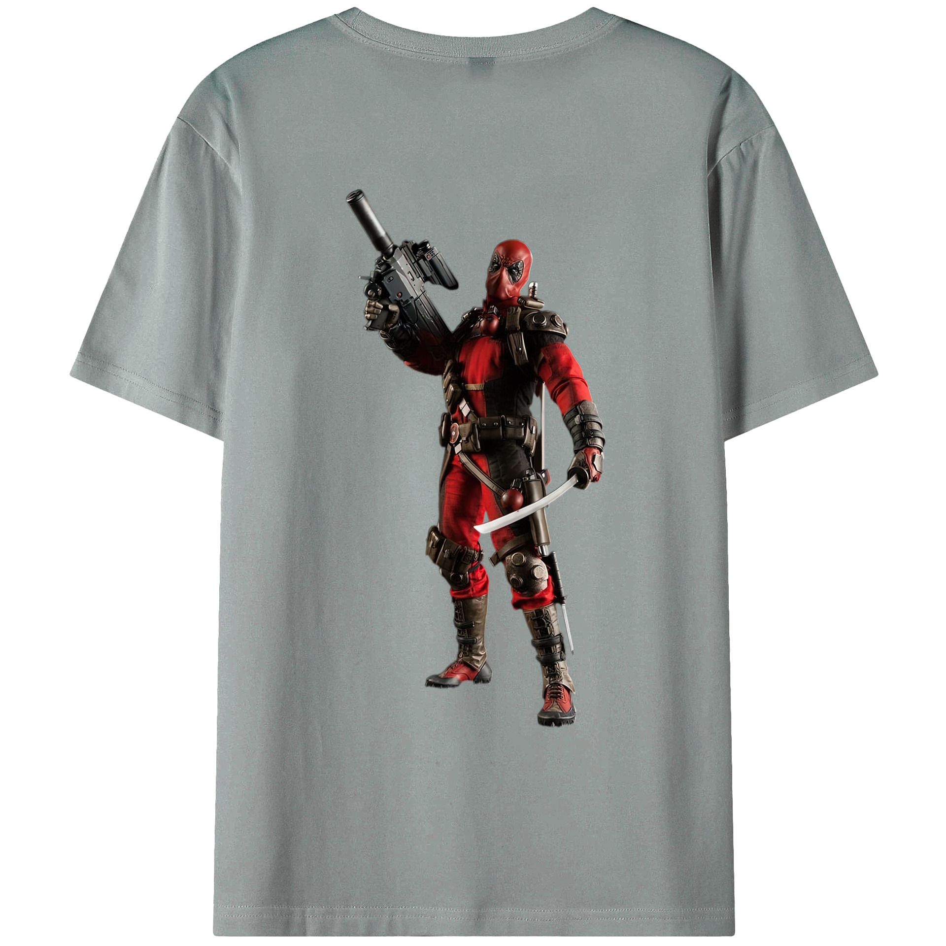 （画像用） Deadpool デッドプール 綿100％ メンズ半袖Tシャツ（バックプリント） 通気性